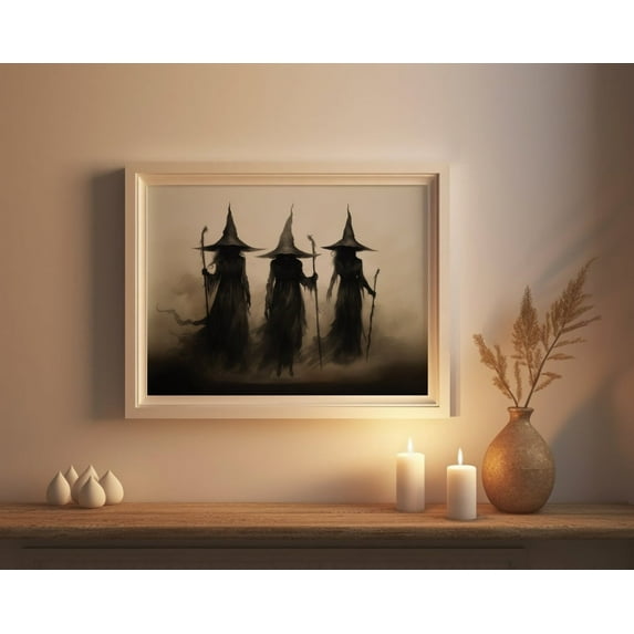 Vintage Witch Halloween Wall Art Poster Canvas Prints Painting Picture Artwork Home Halloween Decor No Frame