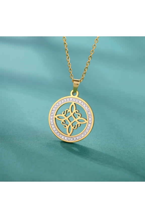 Vintage Witch Knot Necklace for Women 14K Yellow Gold Zircon Celtics Knot Golden Silver Color Pendant Necklace Witchcraft Amulet Jewelry Gift H210