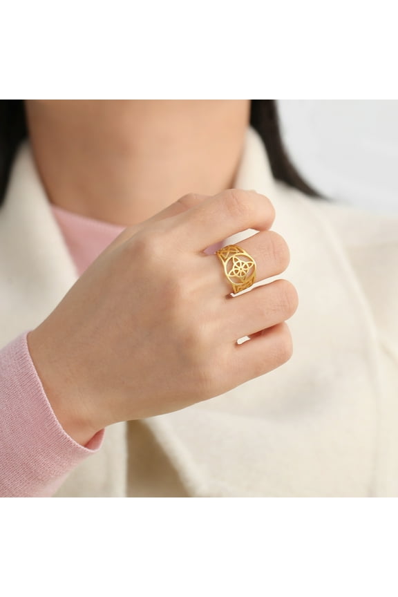 Vintage Witch Knot Rings for Women Men 14K Yellow Gold Finger Ring Witchcraft Protection Amulet Jewelry