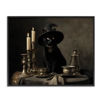 Vintage Witchy Black Cat Black Framed Giclee Art, design by Arlington Prints