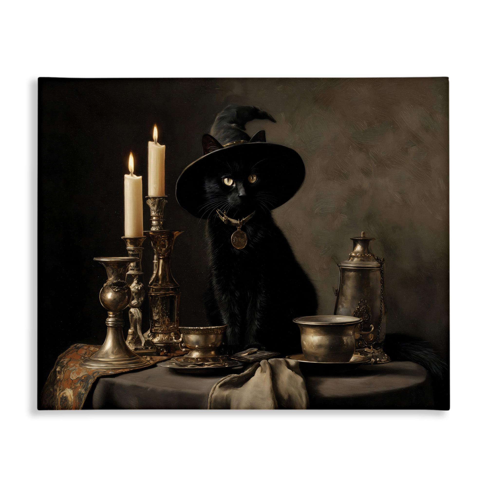 Vintage Witchy Black Cat Canvas Wall Art, design by Arlington Prints