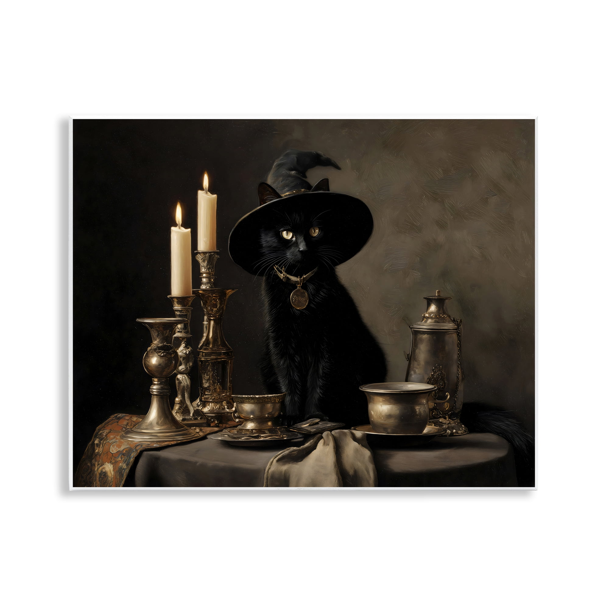 Vintage Witchy Black Cat Wall Plaque Art, design by Arlington Prints