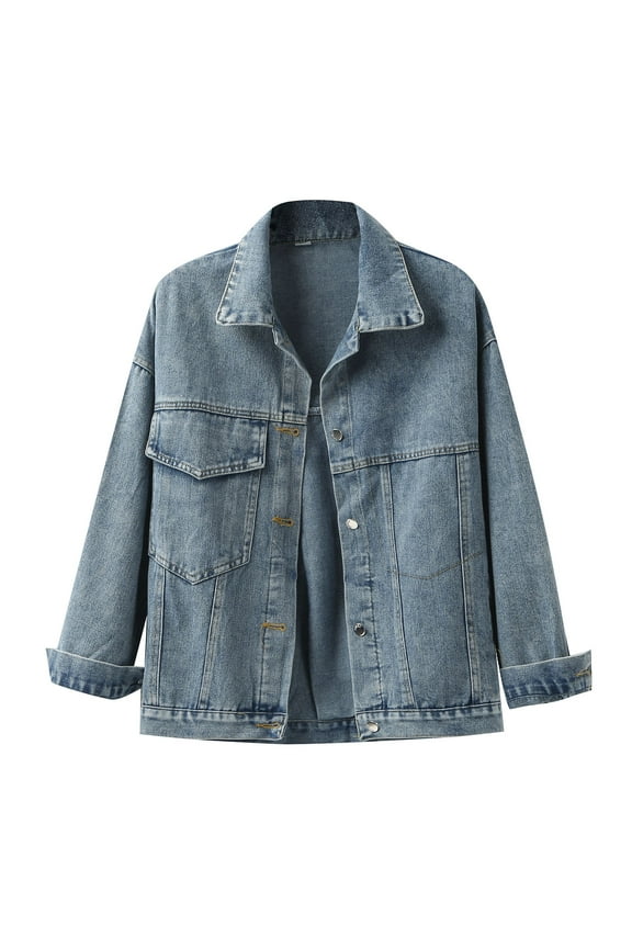 Vintage With Pocket Jacket Denim Jean Short Button Women Coat Distressed Down Women's Coat