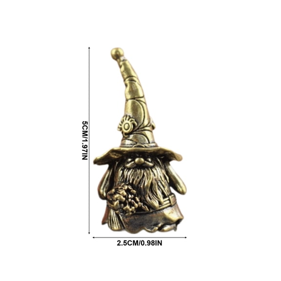 Vintage Wizard Gnome Figurine, Mini Copper Witch Gnome Statue, Exquisitely Carved Desktop Ornament for Halloween Home Table Shelf Cabinet Display, Collectible Themed Holiday Decor Gift