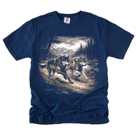 Vintage Wolf Howling at the Full Moon Graphic T-Shirt, 90s Galaxy American Wildlife Tee, Dark Wolf Lover Gift