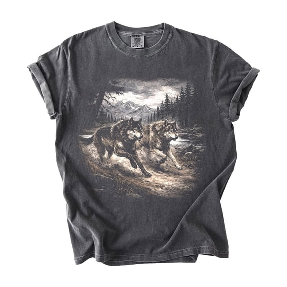 Vintage Wolf Howling at the Full Moon Graphic T-Shirt, 90s Galaxy American Wildlife Tee, Dark Wolf Lover Gift