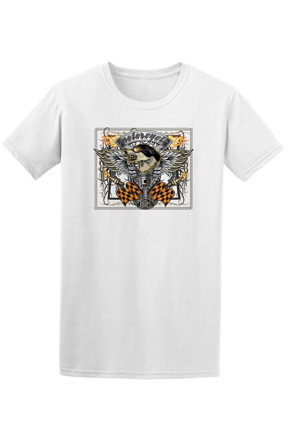 Vintage Wolf Motorcycle Label T-Shirt Men -Image by Shutterstock, Male 4X-Large