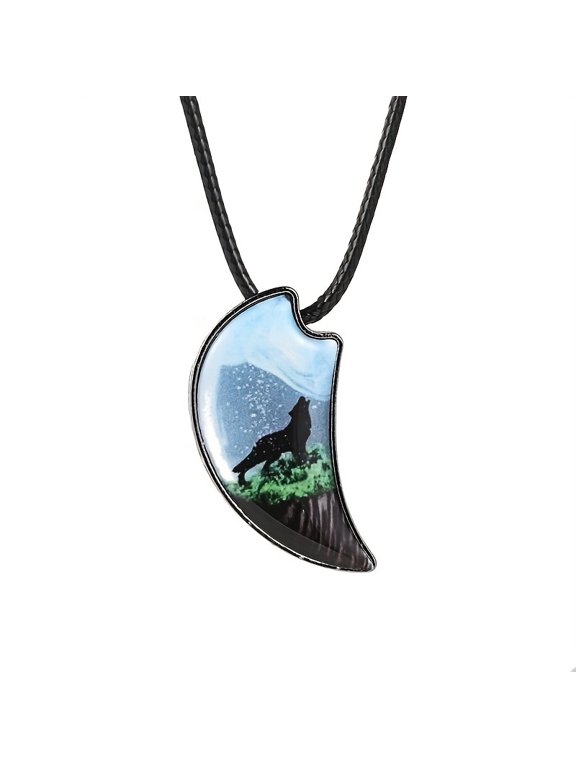 Vintage Wolf Pendant Necklace, 925 Silver Plated Copper, Synthetic Stone, Animal Jewelry for Men and Women, Daily Wear, Valentine'S Day Gift, All Seasons Compatible