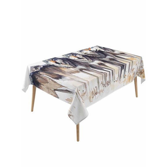 Vintage Wolves Table Cloth, Vintage Chic Watercolor Animals Waterproof Tablecloth for Rectangle Tables, Reusable Washable Fabric Table Cover for Restaurant Kitchen Dining Tables 60"x120"