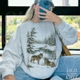 thumbnail image 1 of Vintage Wolves in Winter Forest Sweatshirt | Scenic Wildlife Graphic Pullover, 1 of 8