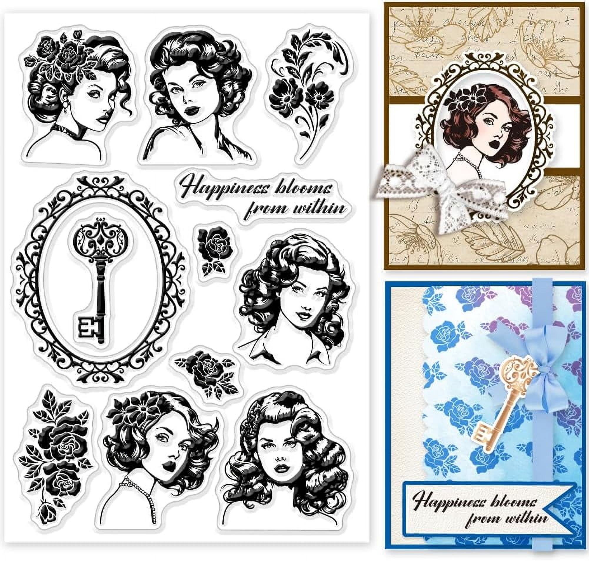 Vintage Woman Clear Stamps for DIY Scrapbooking Photo Frame Silicone ...