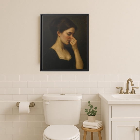 Vintage Woman Holding Nose Bathroom Wall Art Print, Unframed Paper Poster 8x10in