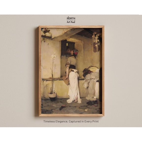 Vintage Woman Looking Out The Window – Classical Art Print For Elegant And Timeless Home Decor Wall Art, Modern Wall Decor, 8x12 UNFRAMED