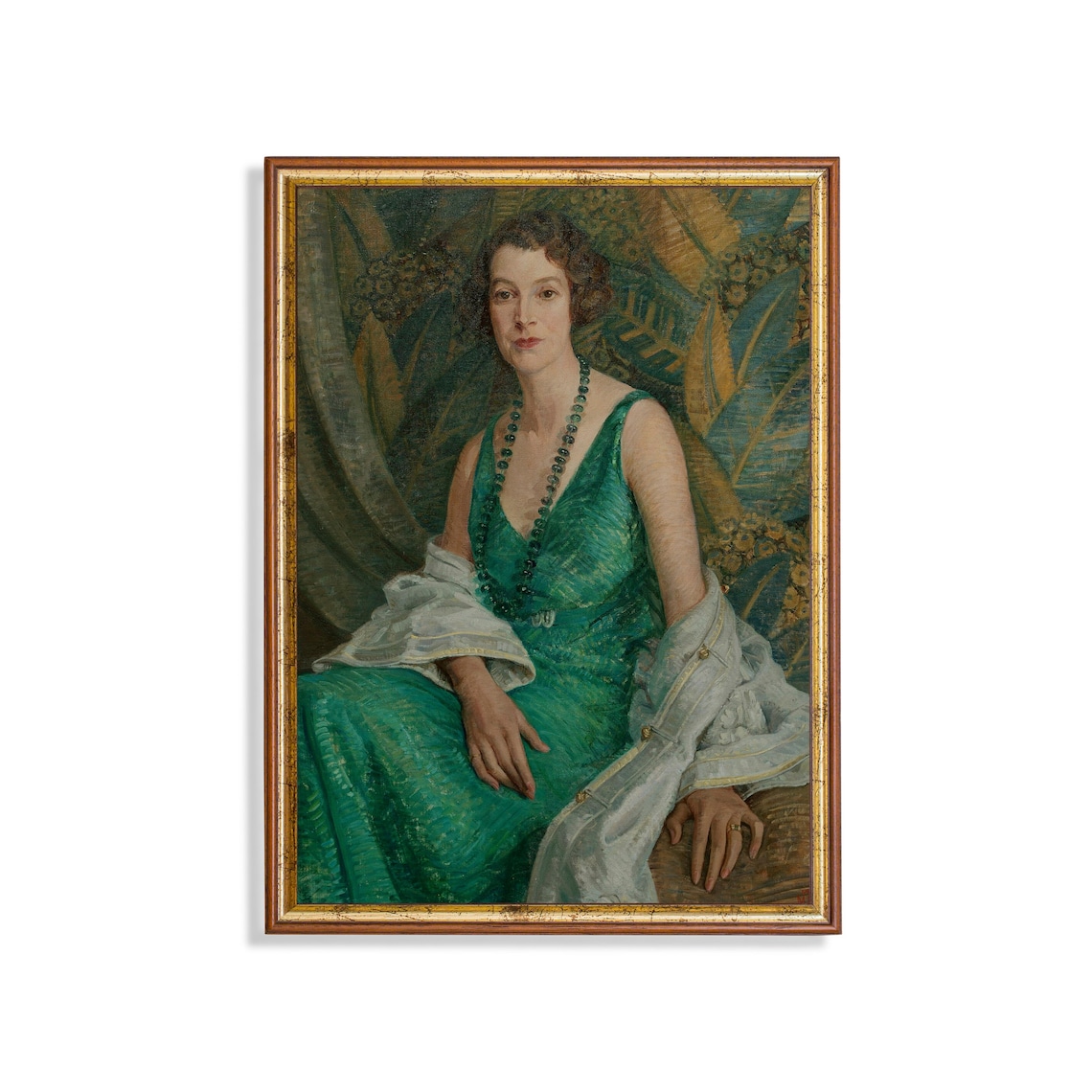 Vintage Woman Portrait Art Poster Lady In Green Dress Home Decor, 16x24 ...