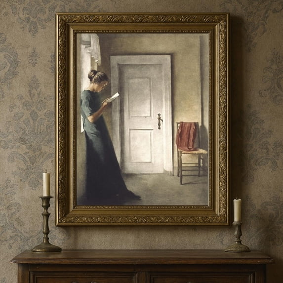 Vintage Woman Reading Poster Minimalist Literary Art Home Decor, 8x12 UNFRAMED