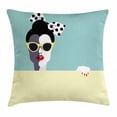 thumbnail image 1 of Vintage Woman Throw Pillow Cushion Cover, Beautiful Young Woman Wearing Sunglases in Retro Pop Art Style Female Image, Decorative Square Accent Pillow Case, 18 X 18 Inches, Multicolor, by Ambesonne, 1 of 2