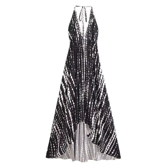 Vintage Women Floral Print Backless Sexy Beach Bohemian Dress Lady High-Low Tassel Strapless Rayon Summer Holiday Boho Dress