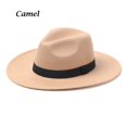 thumbnail image 1 of Vintage Women Men Woolen Dress Dance Party Stage Performance Cowboy Hat Jazz Cap Panama Fedora Hat CAMEL, 1 of 8