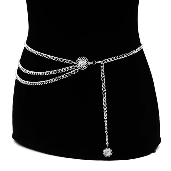 Vintage Women Metal Waist Chain Belt Wide Gold Tassel Waistband