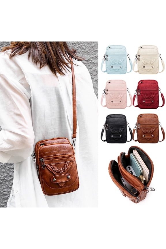 Vintage Women Mini Crossbody Shoulder Bag - Multi-Compartment Large Screen Cell Phone Purse with Coin Pocket, Lightweight Portable Wallet for Daily Use, Travel and Outdoor Activities, 8*5*2in, D