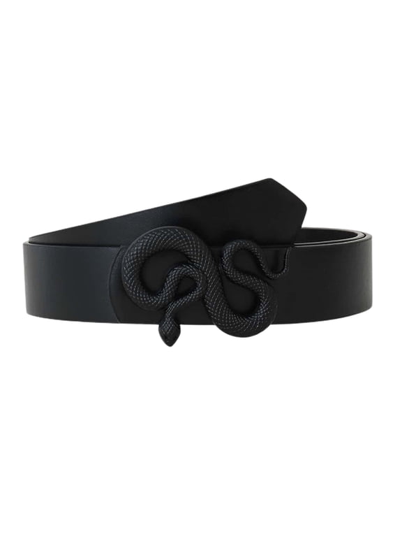 Vintage Women Pu Leather Belt with Black Color Adjustable Snake Buckle Waistband Waist Corset for Women Slimming Belt