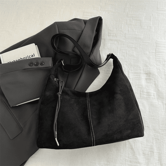 Vintage Women Shoulder Tote Hobo Bag Zipper Soft Suede Large Shopper Bag Handbag