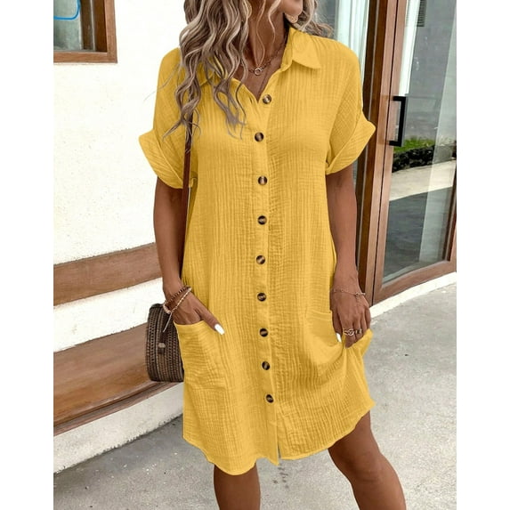 Vintage Women Solid Mini Dress Summer Fashion V-neck Three Quater Sleeve Cotton Linen Dress Ladies Casual Holiday Vestidos