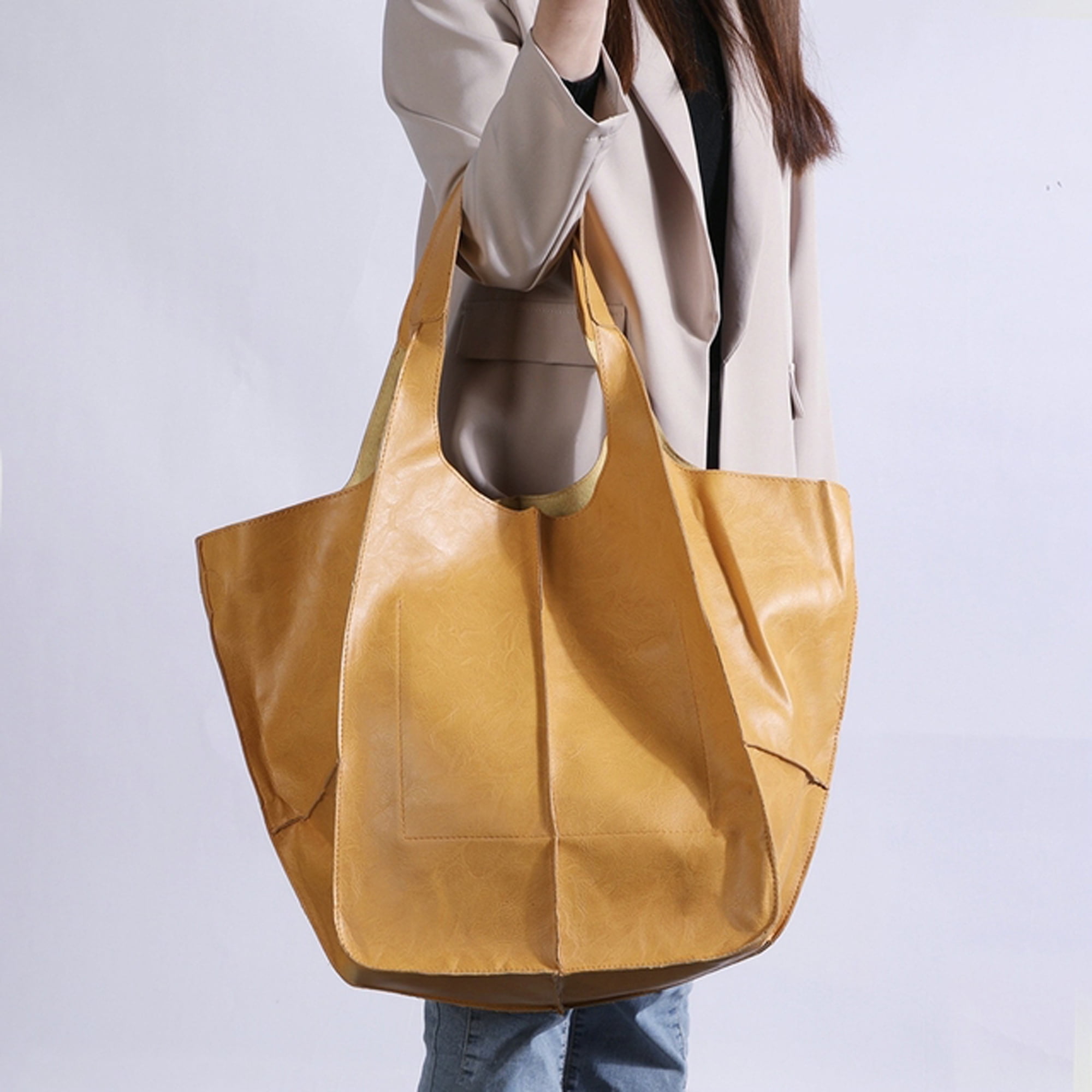 None - Vintage Large Tote Bag Shoulder Bag Handbag Travel Bag on