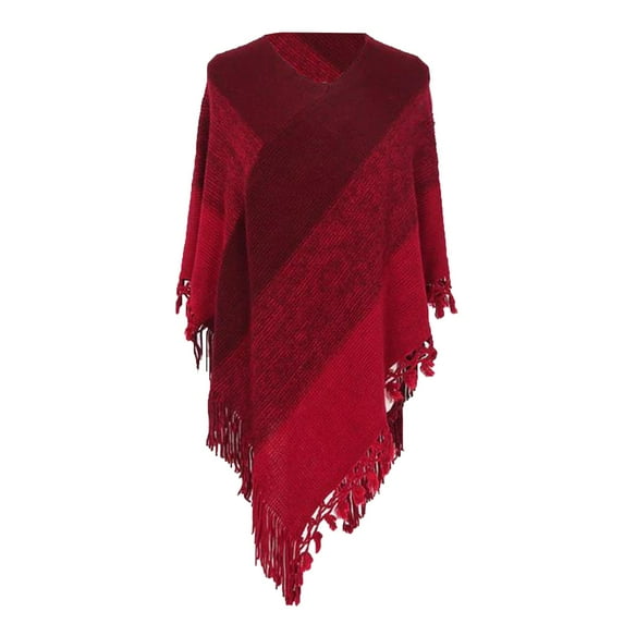 Vintage Women Travel Scarf Women Striped Poncho With Tassels Knitted Shawl Scarf Fringed Wraps Pashminas Sweater Pullover Cape Gifts For Women