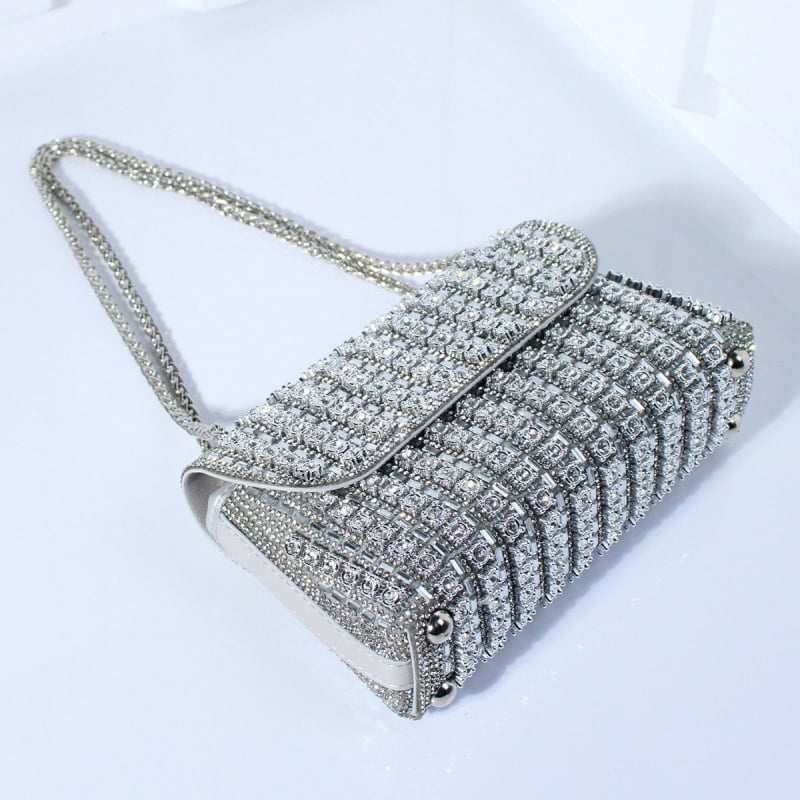 Vintage Women’s Bag Mini Crossbody Shoulder Bag Chain Strap Clutch Purse Rhinestone Evening Bag Crystal Embellishment Messenger Bag Fashion Accessory Casual Totes Multicolor Gold Silver Black Hobos