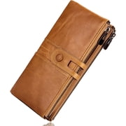 Vintage Womens Leather Wallet with RFID Protection and Multiple Compartments