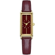 Vintage Women's Rectangle Wristwatch Classic Ladies Analog Quartz Watch Ultra-Thin Ladies Bangle Bracelet Watch Female Business Dress Watches with Leather Strap