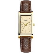 Vintage Women's Rectangle Wristwatch Classic Ladies Analog Quartz Watch Ultra-Thin Ladies Bangle Bracelet Watch Female Business Dress Watches with Leather Strap