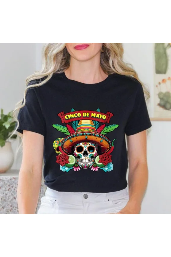 Vintage Womens Cinco De Mayo Skeleton Sombrero Mexican Sugarskull Unisex T-Shirthot Trending Birthday Gifts