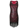 thumbnail image 1 of Vintage Womens Vintage Sequin Embellished Mesh 1920s Flapper Gatsby Prom Dresses Black/Burgundy, 1 of 2