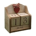 thumbnail image 1 of Vintage Wood Block Perpetual Calendar Desktop Calendar, Reusable Wooden Month Date Display Blocks for Desk Office Home Decoration Boho Style, Brown, 1 of 6
