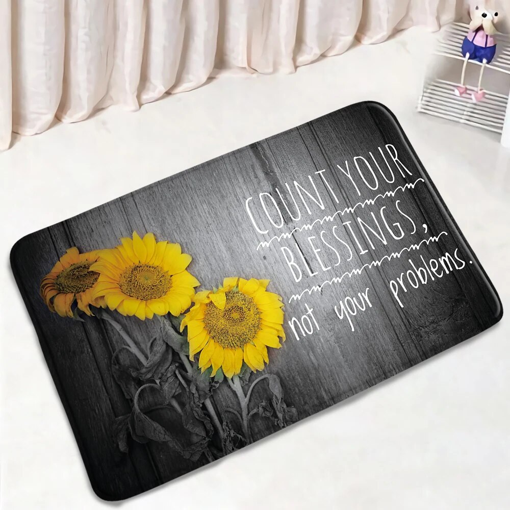 Vintage Wood Board Flower Bath Mats White Daisy Sunflower Rose ...