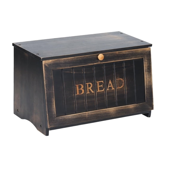 Vintage Wood Bread Box for Kitchen Counter, Food Storage Bin