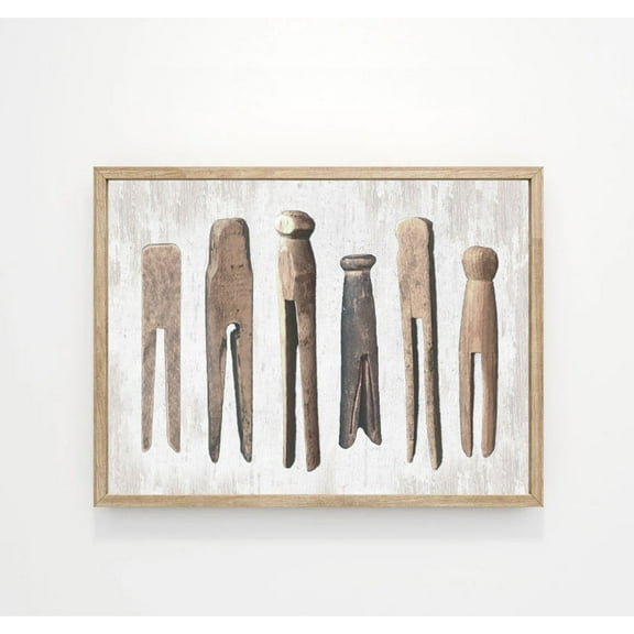 Vintage Wood Clothespins Horiz Laundry Wall Art, Laundry Wall Decor, Farmhouse Laundry Room Home Decor, 8x12 UNFRAMED