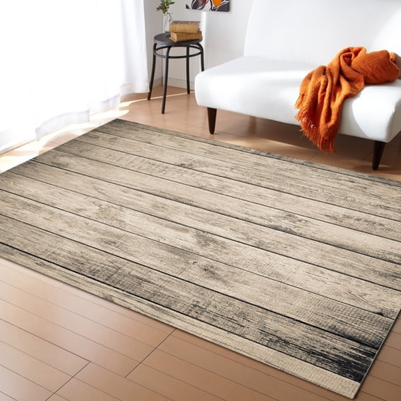 Vintage Wood Grain Area Rug, Rustic Wood Grain Vintage Outdoor Indoor Washable Carpet Rugs For Living Room Bedroom Kitchen Hallway Throw Non-Slip Floor Mat 5' x 7'