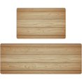 thumbnail image 1 of Vintage Wood Grain Kitchen Rugs 2 Piece Set, Anti-Fatigue Cushioned Kitchen Rug, Waterproof Non-Slip Floor Mat, Standing Mat for Entryway, Bedroom, Sink, Kitchen, Bathroom, Brown, 17"x 27"+17"x47", 1 of 6