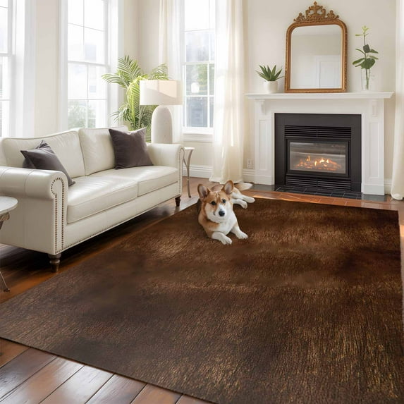 Vintage Wood Grain Large Area Rugs 8x10 ft Farmhouse Dark Brown Ombre Wood Texture Washable Rug Non Slip Indoor Carpet Absorbent Floor Mat for Living Room Bedroom Dining Room