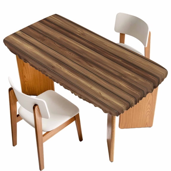Vintage Wood Grain Table Cloths for 4 Foot Rectangle Tables, Country Wooden Board Brown Patio Waterproof Elastic Fitted Tablecloths, Washable Rectangular Table Cover for Camping