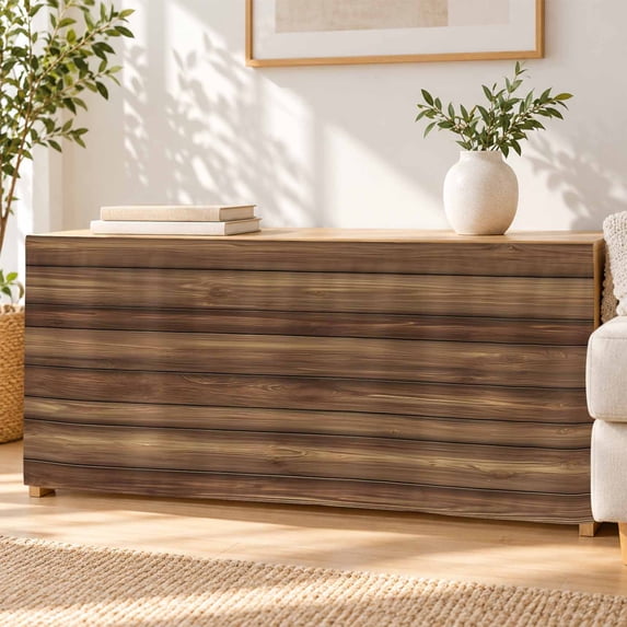 Hooked Loop Vintage Wood Grain Table Skirt 6ft, Table Skirting with Hook and Loop ...