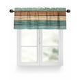 thumbnail image 1 of Vintage Wood Grain Valances for Windows Teal Turquoise Brown Stripe Board Farmhouse Valance Rod Pocket Short Window Treatments Curtains for Kitchen Bathroom Living Room Bedroom, 42 x 12 Inch, 1 of 7