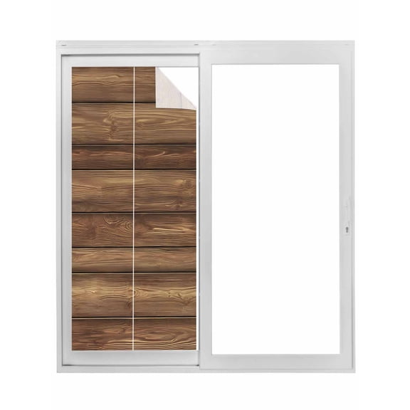 Vintage Wood Grain Window Privacy Film, Country Wooden Board Brown Static Cling UV Sun Blocking Tint Film Heat Control Windows Films for Bedroom Bathroom, Window Stickers 35.4"x78.7"
