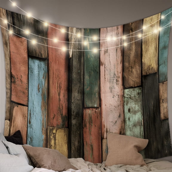 Vintage Wood Grains Large Tapestry for Bedroom Wall Hanging Tapestry, Farmhouse Colorful Wooden Texture Ceiling Backdrop Tapestries Poster Blanket Wall Decor for Teens Room Living Room Dorm 85" x 90"