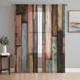 thumbnail image 1 of Vintage Wood Grains Sheer Curtains 63 Inch Length 2 Panels Set Window Treatments, Farmhouse Colorful Wooden Texture Rod Pocket Semi Curtains for Living Room/Bedroom/Kitchen Décor, 104"W x 63"L, 1 of 7