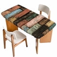 thumbnail image 1 of Vintage Wood Grains Table Cloths for 4 Foot Rectangle Tables, Farmhouse Colorful Wooden Texture Patio Waterproof Elastic Fitted Tablecloths, Washable Rectangular Table Cover for Camping, 1 of 8