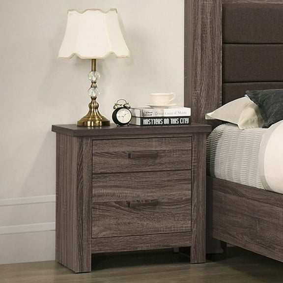 Vintage Wood Nightstand 2-Drawers Bedside Table for Bedroom Living Room, Antique Gray